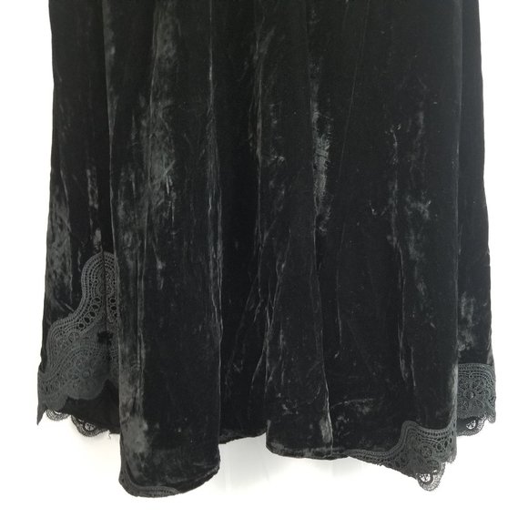Foxiedox Black Velvet Lace Trim Midi Slip Dress - Picture 7 of 9
